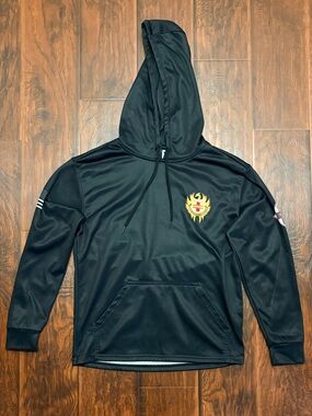 Black Military Graphic Hoodie Emblem Tactical Pullover Size Small Streetwear